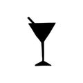 Vector black martini cocktail silhouette