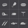 Vector black meat icons set