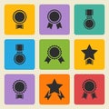 Vector black medal,award icons set