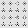 Vector black media buttons icon set