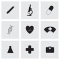 Vector black medical icons set Royalty Free Stock Photo