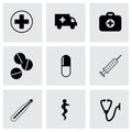 Vector black medical icons set Royalty Free Stock Photo