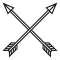 Vector Black Medieval Icon of Crossed Arrows