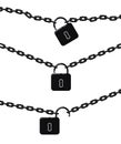 Vector black metal chain and padlock Royalty Free Stock Photo