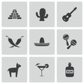 Vector black mexico icons set