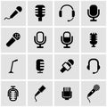 Vector black microphone icon set