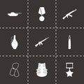 Vector black military icons set