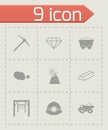 Vector black mining icons set