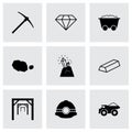 Vector black mining icons set