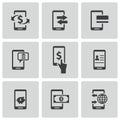 Vector black mobile banking icons set Royalty Free Stock Photo