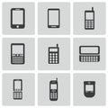 Vector black mobile phone icons set Royalty Free Stock Photo