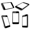 Vector black mobile phone templates set isolated on white Royalty Free Stock Photo