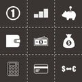 Vector black money icons set Royalty Free Stock Photo