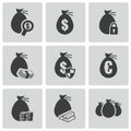 Vector black money icons set Royalty Free Stock Photo