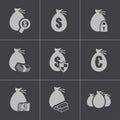 Vector black money icons set Royalty Free Stock Photo