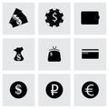 Vector black money icons set Royalty Free Stock Photo