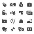 Vector black money icons set Royalty Free Stock Photo