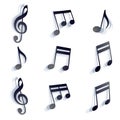 Vector black monochromatic musical notes and symbols isolated on Royalty Free Stock Photo