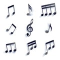 Vector black monochromatic musical notes and symbols isolated on Royalty Free Stock Photo