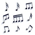 Vector black monochromatic musical notes and symbols isolated on Royalty Free Stock Photo
