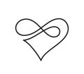 Vector black monoline heart with infinity sign Valentine. Icon on white background. Illustration romantic symbol linked Royalty Free Stock Photo