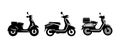 Vector Black Motorbike Icon Set. Simple Minimalistic Vector Bike Silhouette in Side View. Motorbike Sign Shape, Design