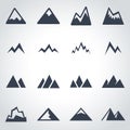 Vector black mountains icon set