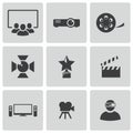 Vector black movie icons set