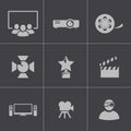 Vector black movie icons set