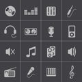 Vector black music icons set Royalty Free Stock Photo