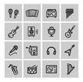 Vector black music icons set