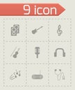 Vector black music icons set Royalty Free Stock Photo