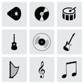 Vector black music icons set Royalty Free Stock Photo