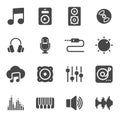 Vector black music icons set Royalty Free Stock Photo