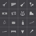 Vector black music instruments icons set Royalty Free Stock Photo