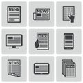 Vector black newspaper icons set