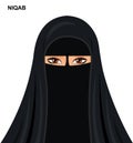 Vector - black niqab style, beautiful arabic muslim woman - Illustration isolated