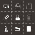 Vector black office icons set Royalty Free Stock Photo