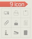 Vector black office icons set Royalty Free Stock Photo
