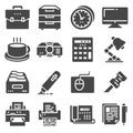 Vector black office icons set Royalty Free Stock Photo