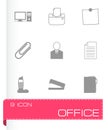 Vector black office icons set Royalty Free Stock Photo