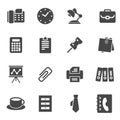 Vector black office icons set Royalty Free Stock Photo