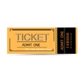 vector Black and orange ticket design. Realistic ticket. Admit one. Pass. Royalty Free Stock Photo