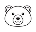 Vector black outline flat cartoon bear face Royalty Free Stock Photo