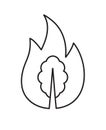 Vector black outline forest fire icon Royalty Free Stock Photo