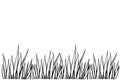 Vector black outline of the grass isolated on white background. Herbal Border, horizontal bottom edging, lawn panoramic landscape Royalty Free Stock Photo