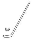 Vector black outline hockey stick and puck icon Royalty Free Stock Photo