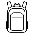 Vector Single Black Outline Icon - School Bag. Plain Backpack. Royalty Free Stock Photo