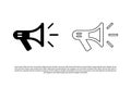 Vector black and outline speaker megaphone icons