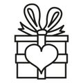 Vector Single Valentine Days Giftbox Icon with Heart Sign